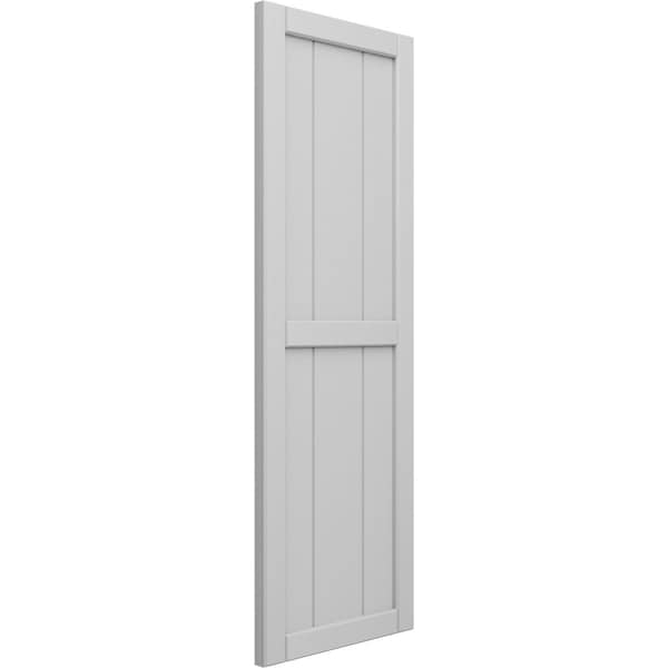 True Fit PVC, Three Board Framed Board-n-Batten Shutters, Primed, 16 1/8W X 49H